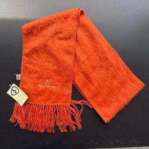 Alpaca Camargo Orange Fuzzy Alpaca Wool Scarf Made In Peru New With Tags